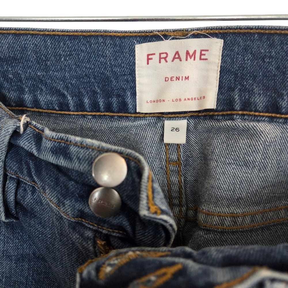 FRAME Le Sylvie Slender Straight Jeans Bowie Heritage Blue High Rise Sz 26 Denim - Picture 2 of 8